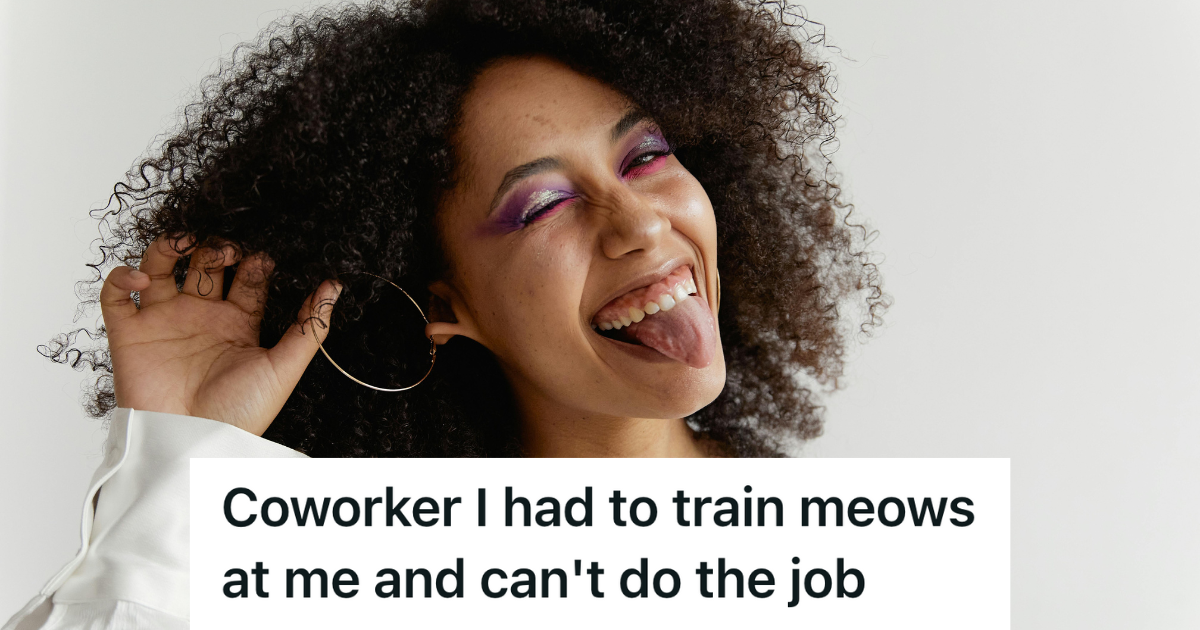 crazy woman sticking tongue out