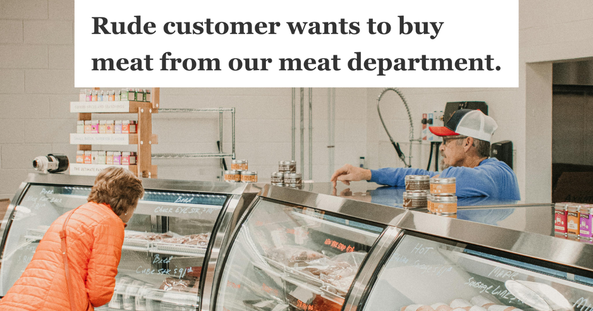 customer shopping at the meat department supermarket