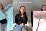 ‘My laundry bill is $320 to try to get the stains out.’ – FedEx Repackaged A Woman’s Clothes And They Were Destroyed When She Received Them