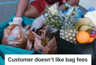 Grocery Store Cashier Enforced A New Bag Fee, So A Stubborn Customer Refused To Buy More Than One And Learned Just How Heavy One Could Become