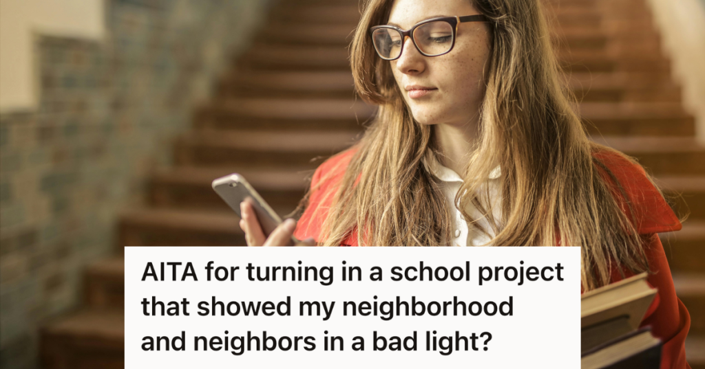 high school student looking at her phone