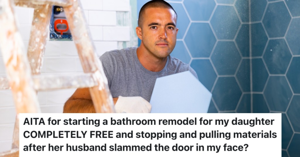 man renovating a bathroom