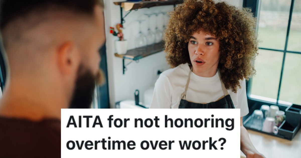 A Business Owner Is Tired Of How Slow One Of Their Employees Works, So They Dont Want To Pay Her For Any More Overtime man talking with his employee