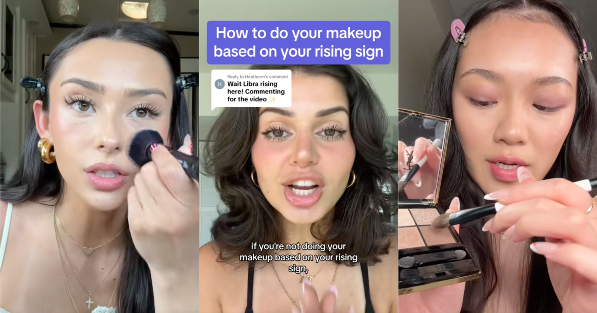 women putting on makeup