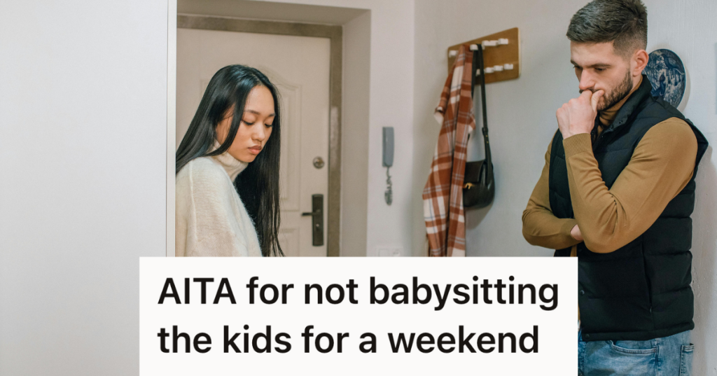 man and woman arguing by the front door