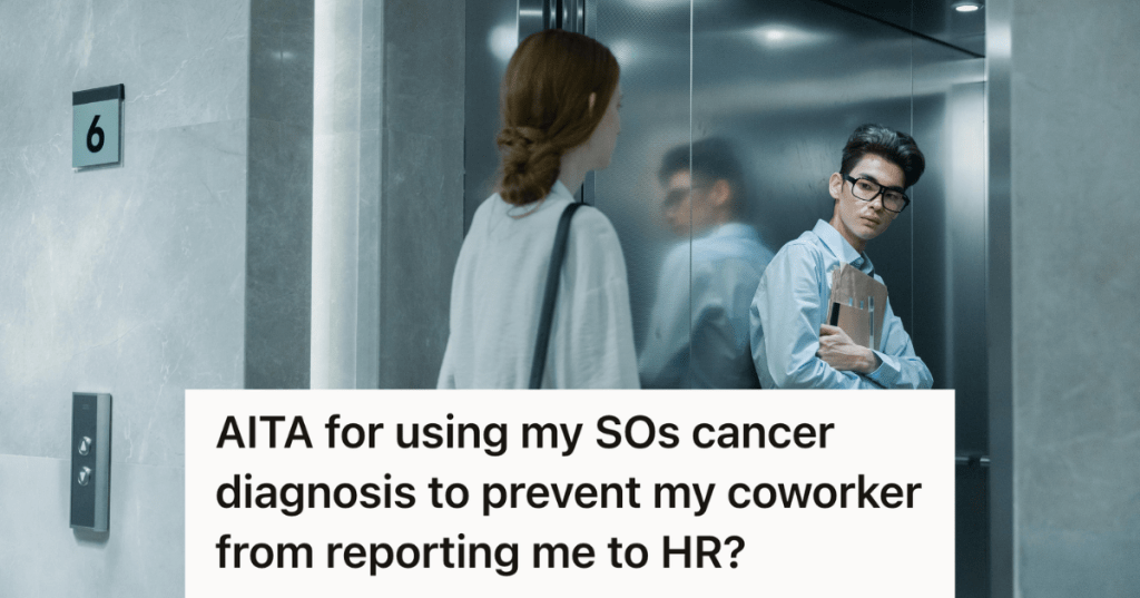 man and woman getting into elevator