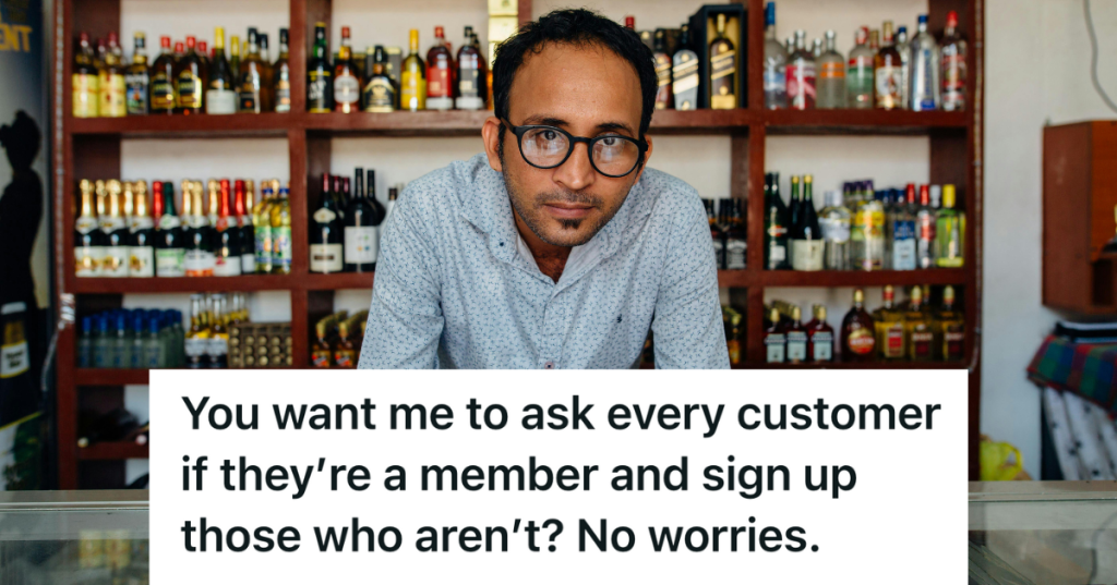 man working at a liquor store