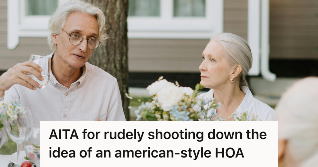 older couple at backyard dinner party