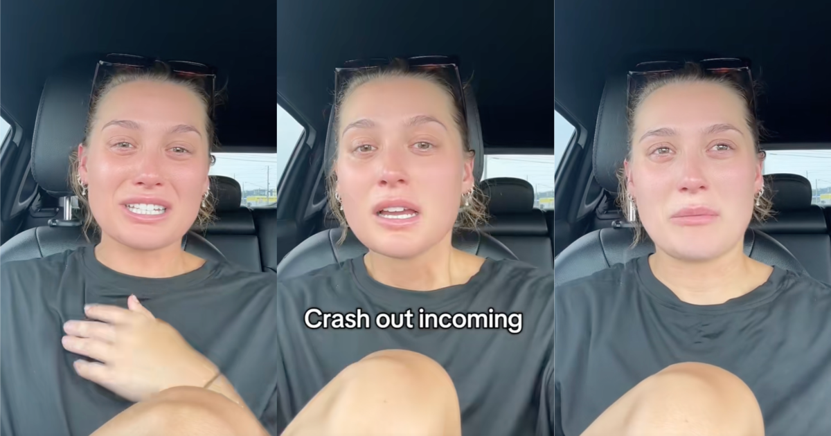 woman crying in her car