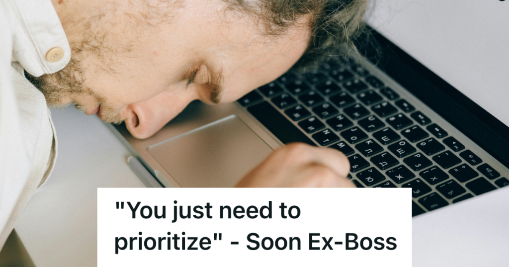 overworked employee laying on keyboard