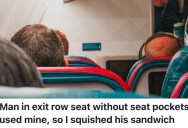 The Guy Next To Him Stole His Seat Pocket, So He Took His Anger Out On His Snacks