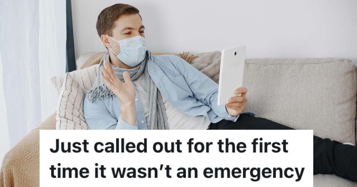 sick man facetiming with work