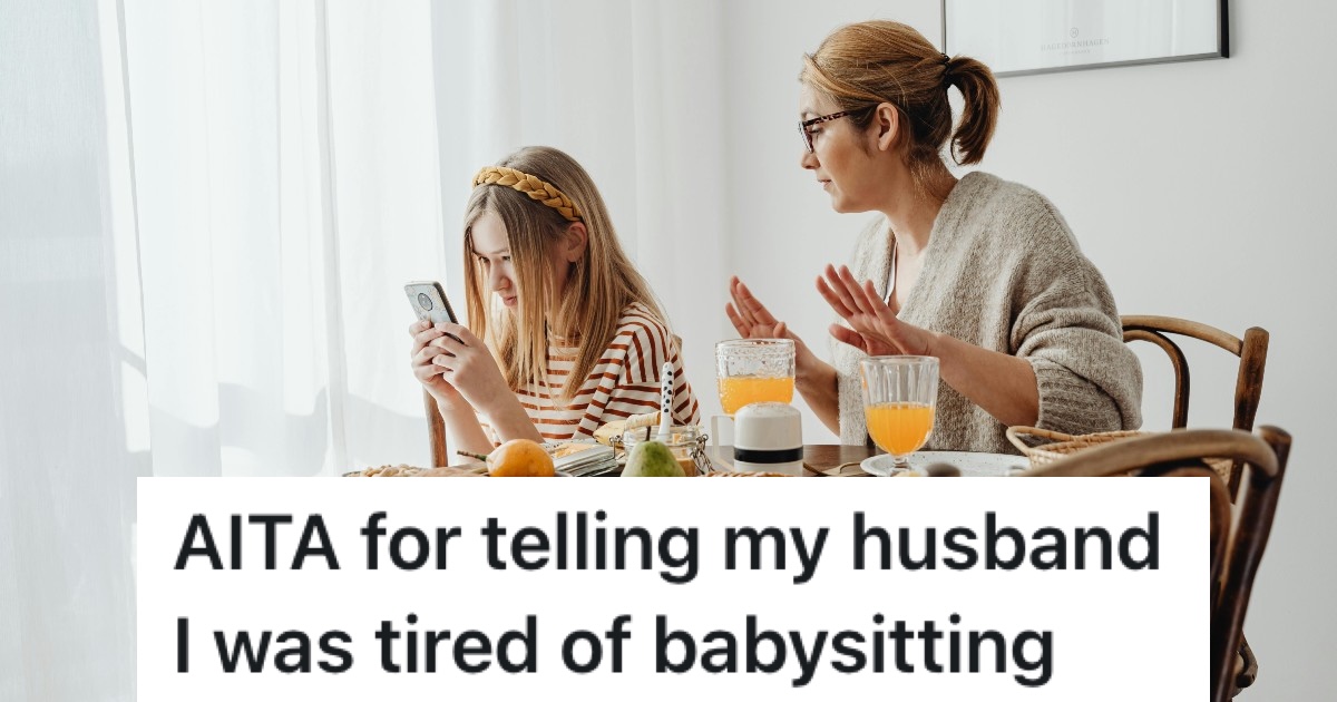 He Invited Their Friends Over For A Fun Hang, But Then He Stuck His Angry Wife On Babysitting Duty woman fed up with young girl on her phone
