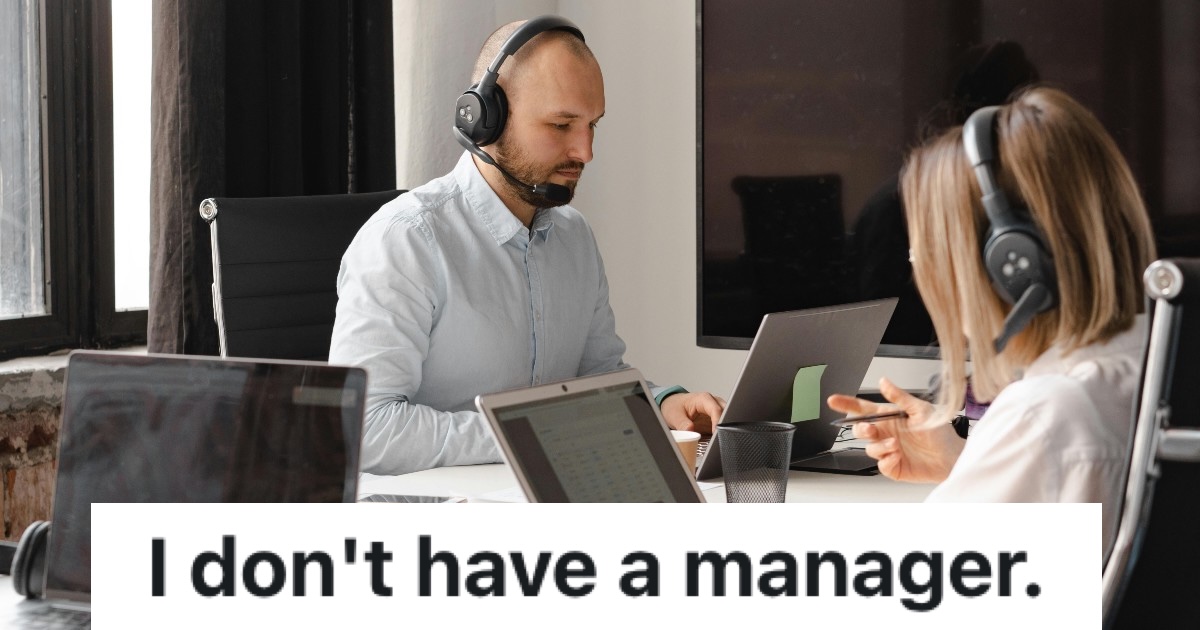 two call center employees wearing headphones