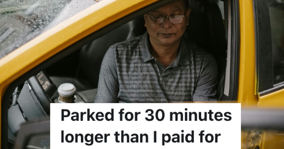 A Parking Garage Tried Scamming Him For Extra Money, So He Took Them To The Bank driver waiting in a taxi