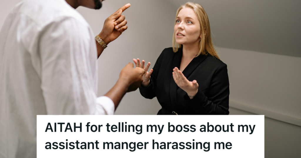 professional woman talking to her male coworker
