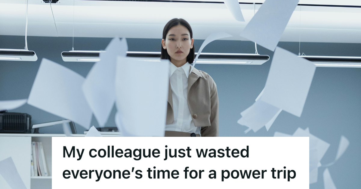 Tech Employee Was Pulled Into A Investigation At Her Job, So A Manager’s Petty “Lesson” Wasted Everyone’s Time Instead professional woman with papers flying around her