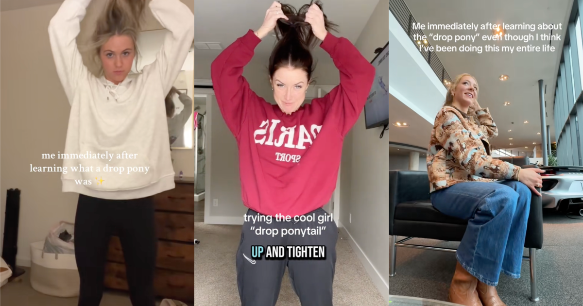 women talking about ponytails