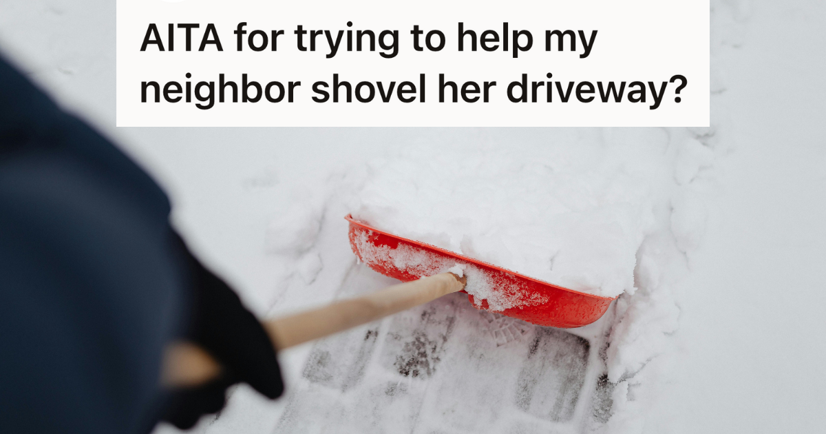 red snow shovel