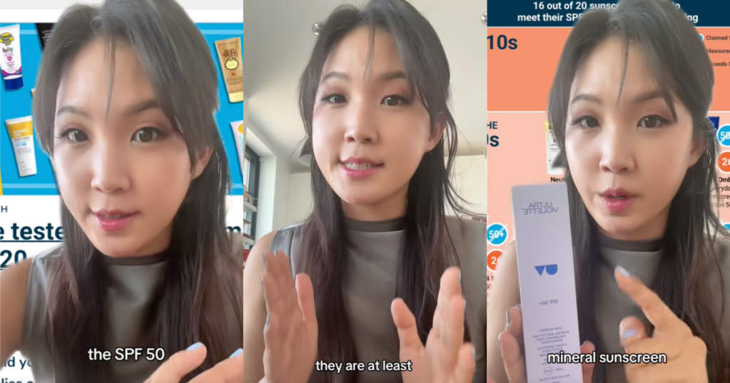 woman talking about sunscreen