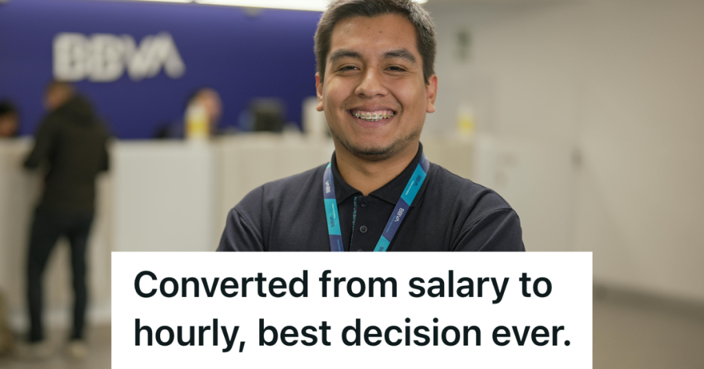 smiling employee wearing blue lanyard