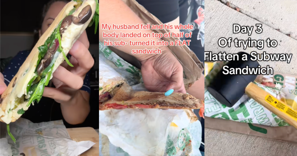 people eating subway sandwiches