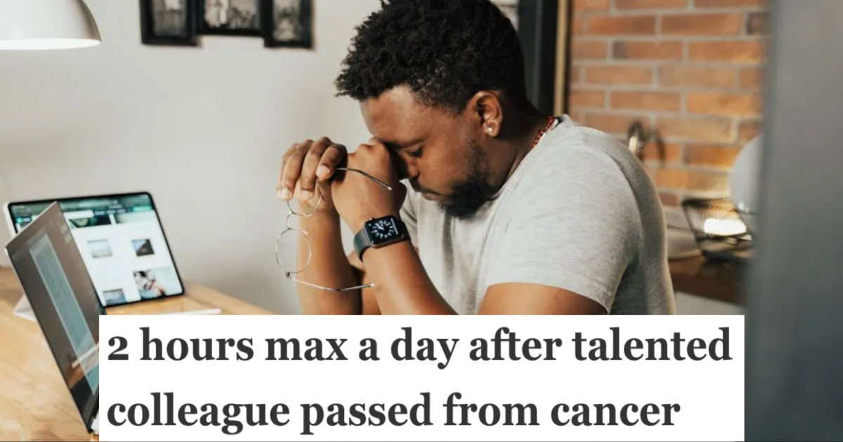 Man who is working from home feeling tired