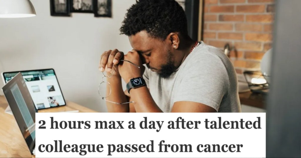 Man who is working from home feeling tired