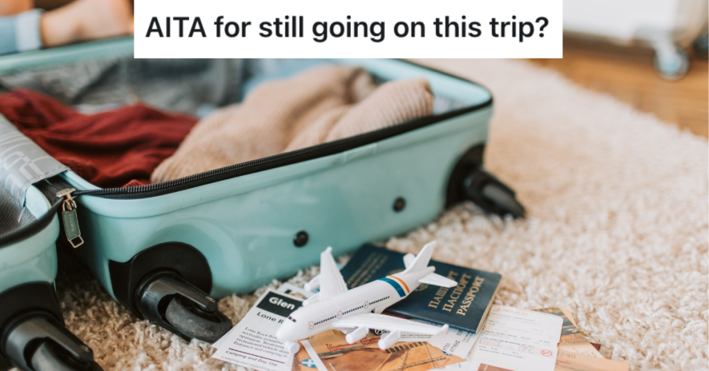open suitcase with travel accessories on the floor.