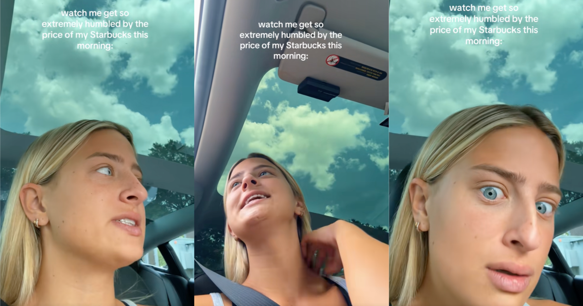 A Customer Was Extremely Humbled By The Price Of Her Starbucks Order woman in her car