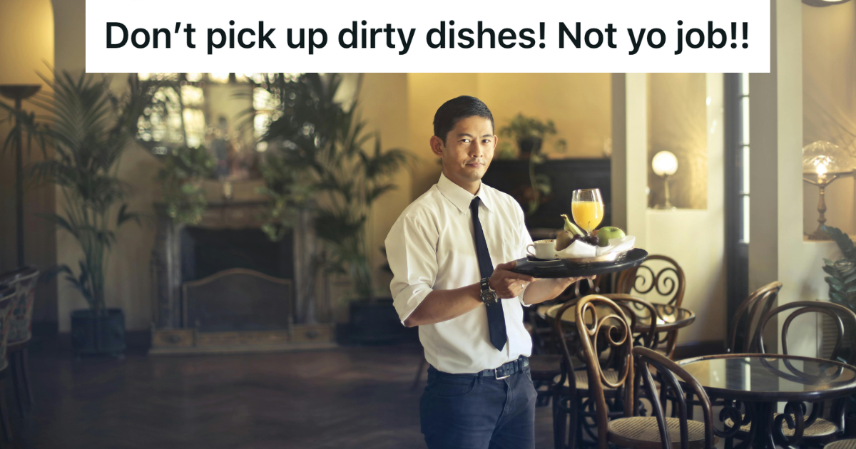 waiter serving at fancy restaurant