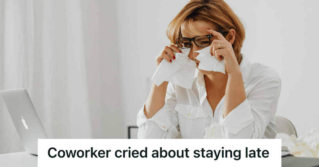 woman crying at her desk