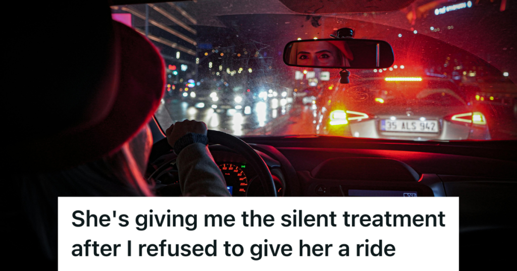 woman driving car at night
