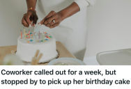 Coworker Called Out Sick From Her Job With An Injury, But Management Grew Suspicious When She Still Showed Up For Cake During Her Birthday Week