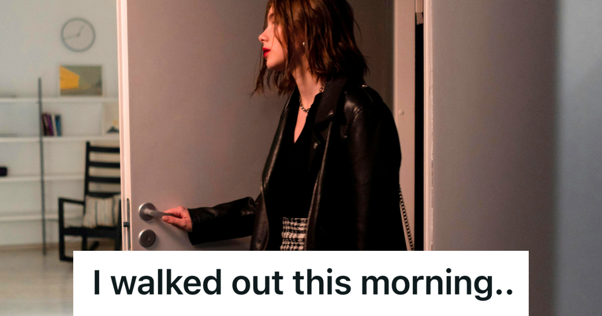 woman walking in door