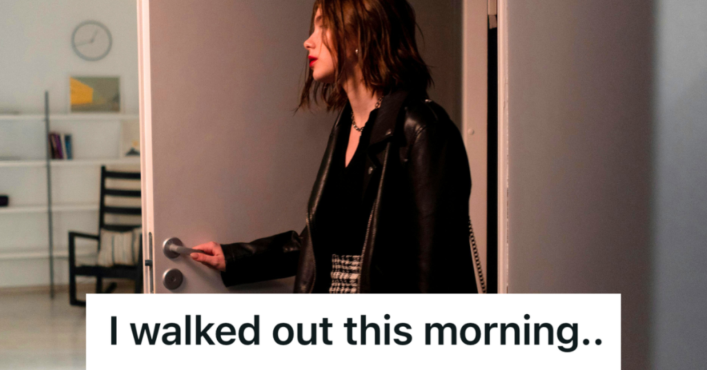 woman walking in door