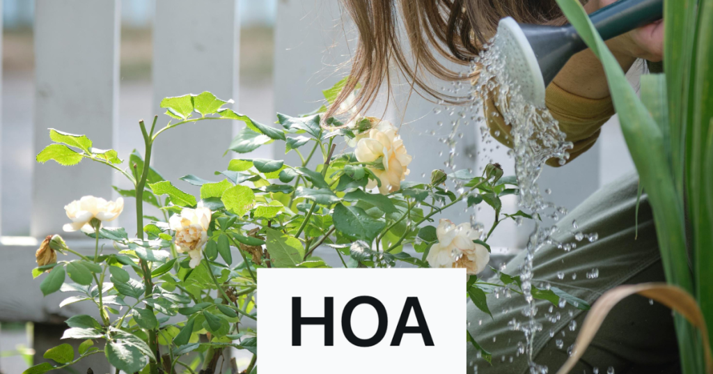 woman watering flowers