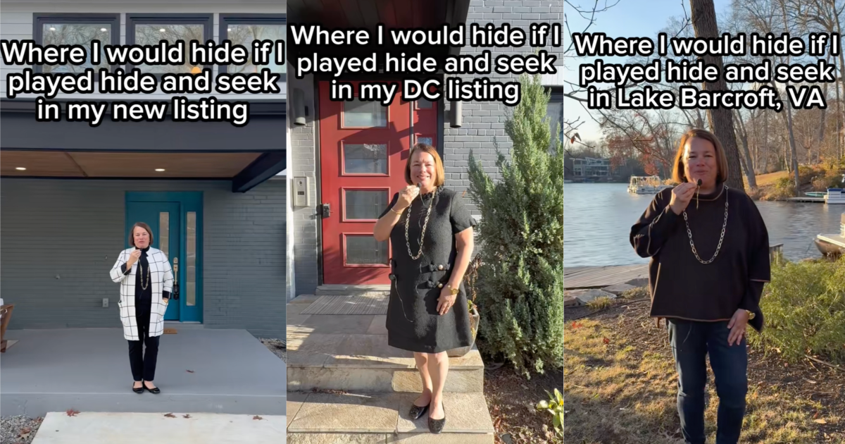 woman in front of a house