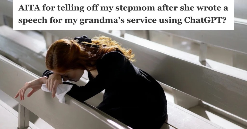 woman kneeling against a pew