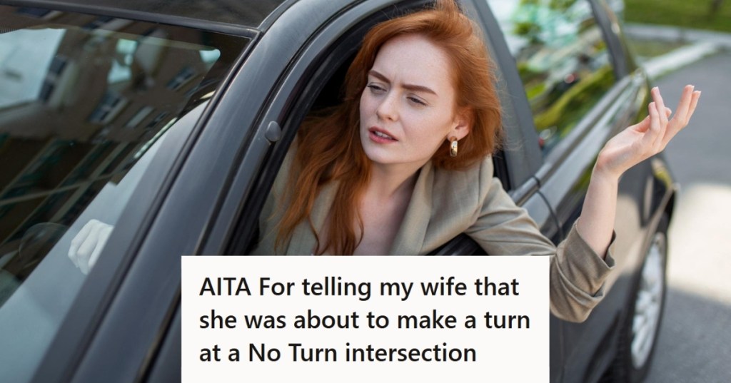 Ginger woman driving looking upset