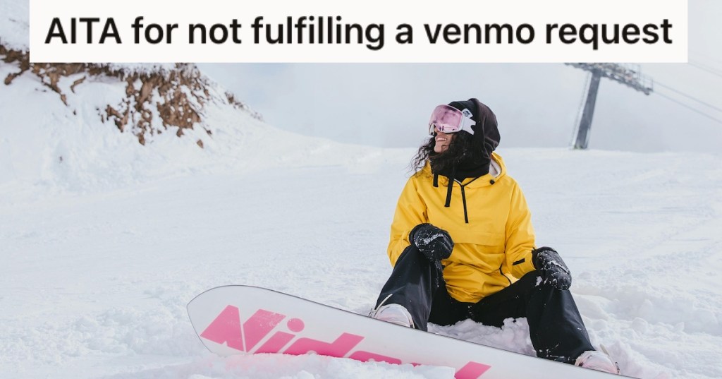 A woman on a snowboard