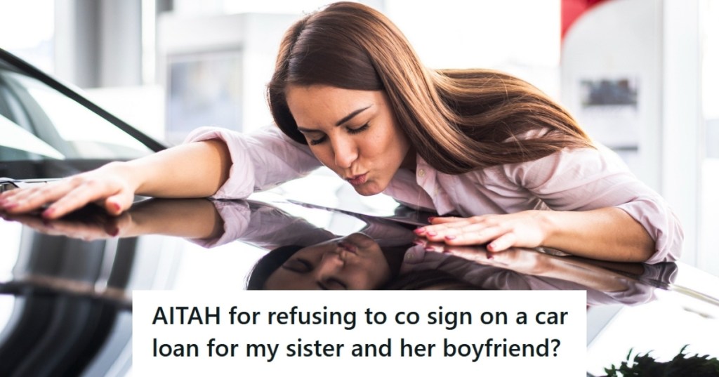 Woman kissing car at the dealership