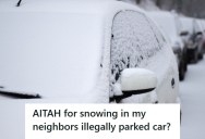 Homeowner’s Neighbors Keep Parking Illegally And Blocking The Plow But Talking To Them Didn’t Help, So He Used A Snowblower To Bury Their Car And Make A Statement