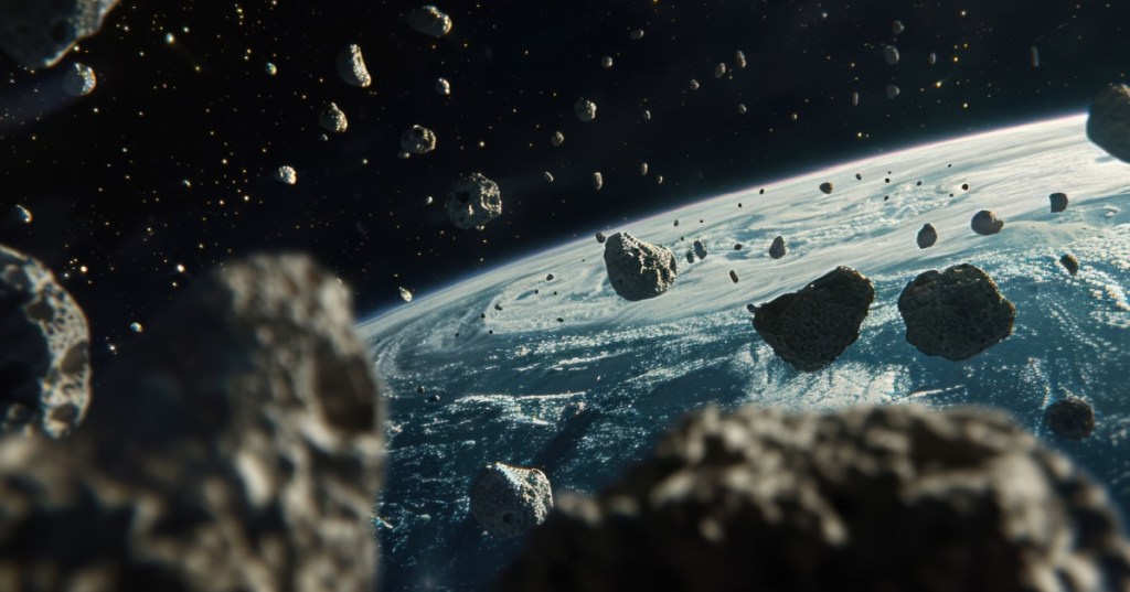 Asteroids over Earth