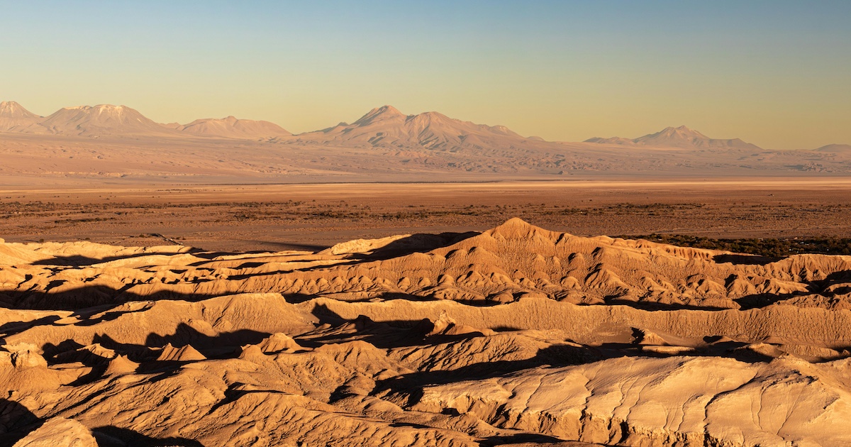 The Atacama desert at sunset