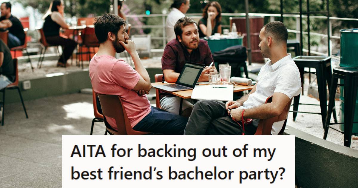 Group of male friends planning an overseas bachelor party