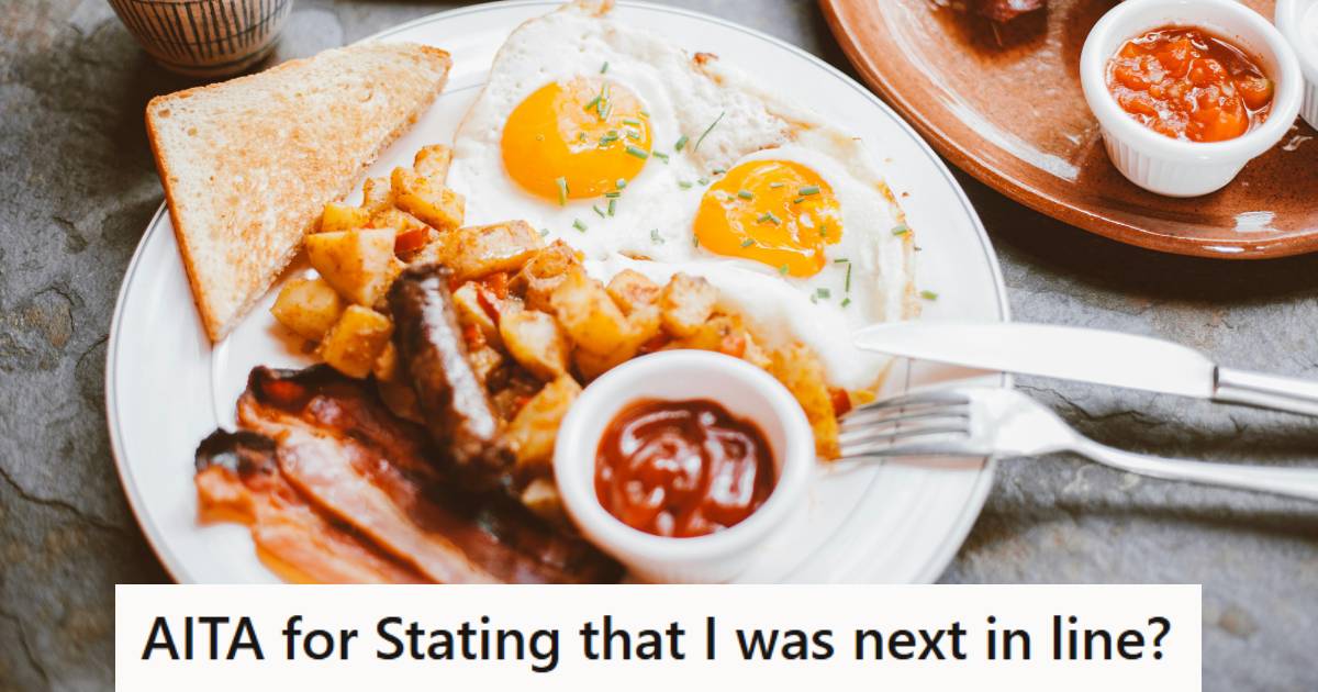 Plate of breakfast food with eggs, bacon, toast, potatoes, etc.