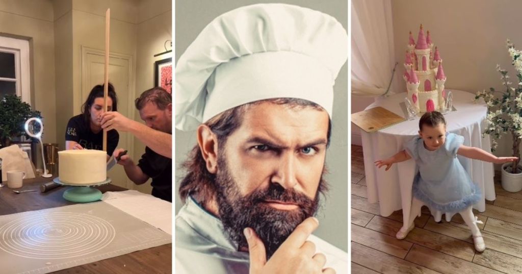 Baking a princess castle cake