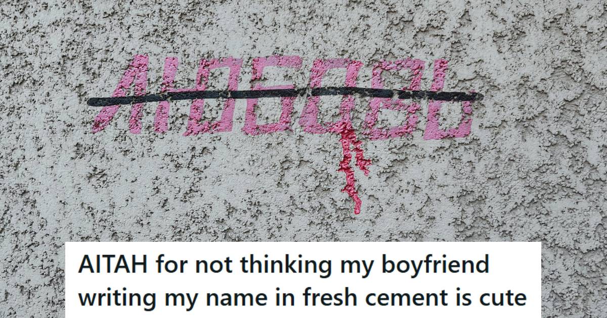 Woman's name written in cement and crossed out