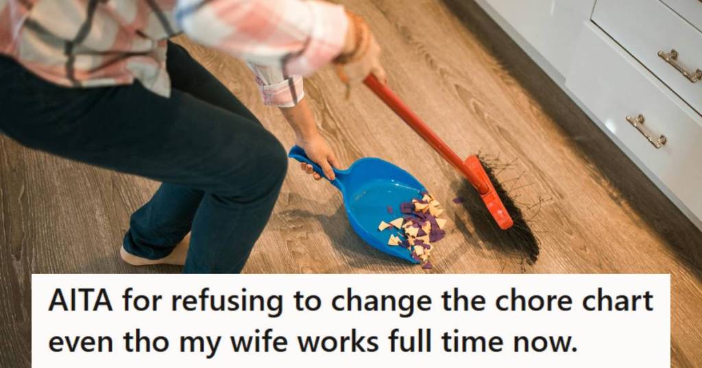Woman sweeping a mess up off the kitchen floor with a broom